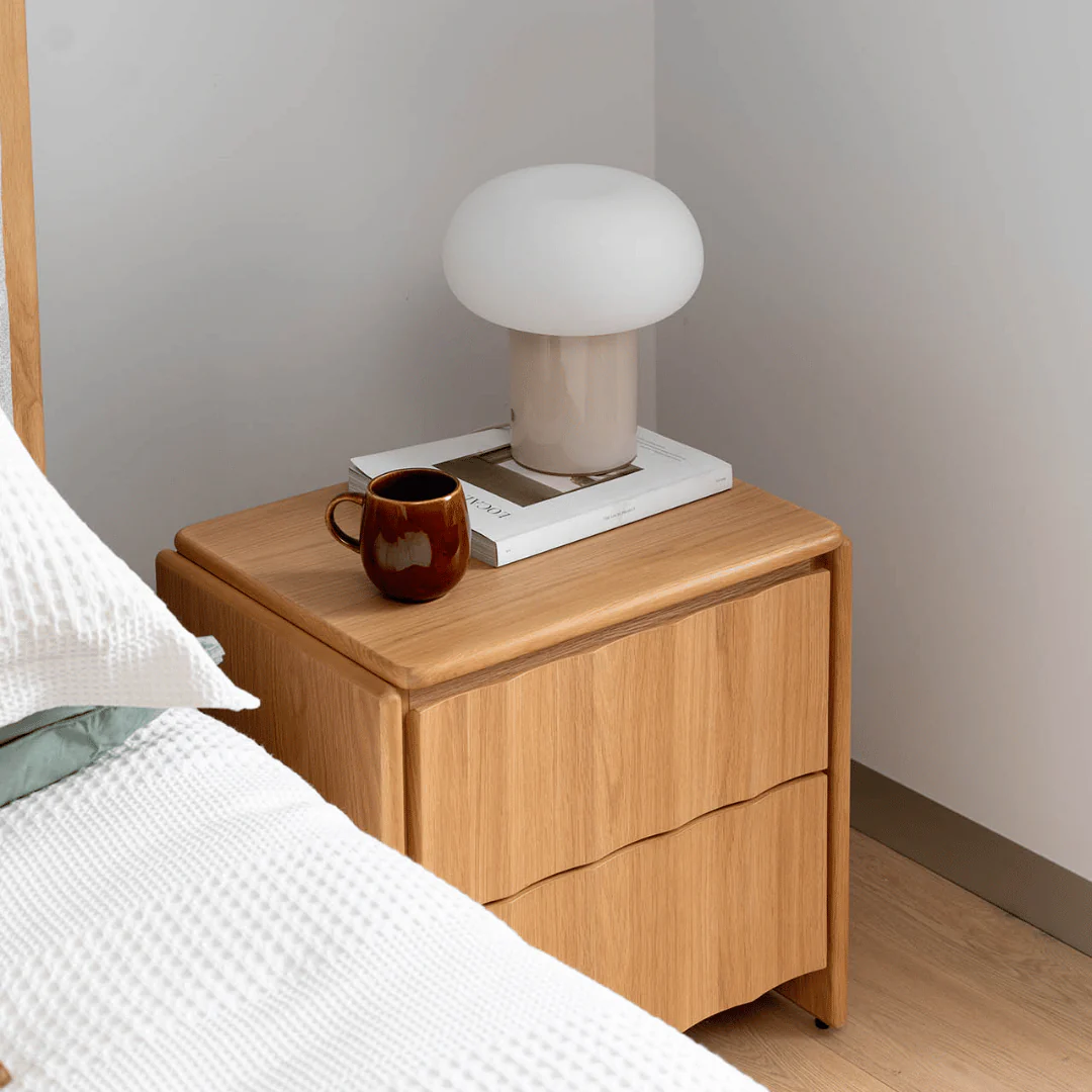 Natural Oak Bedside Table with Soft Close for Bedroom