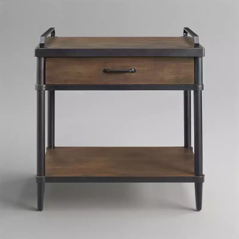 Art Leon Wood Storage End Table with Drawer and Open Shelf