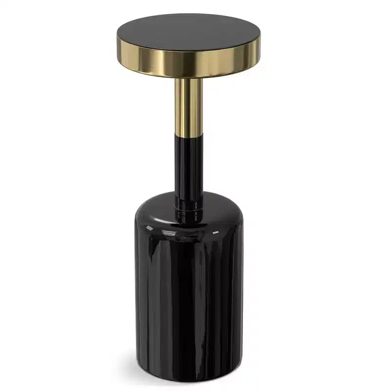 Maia Modern Contemporary 10 inch Wide Metal Side Table in Gold / Black
