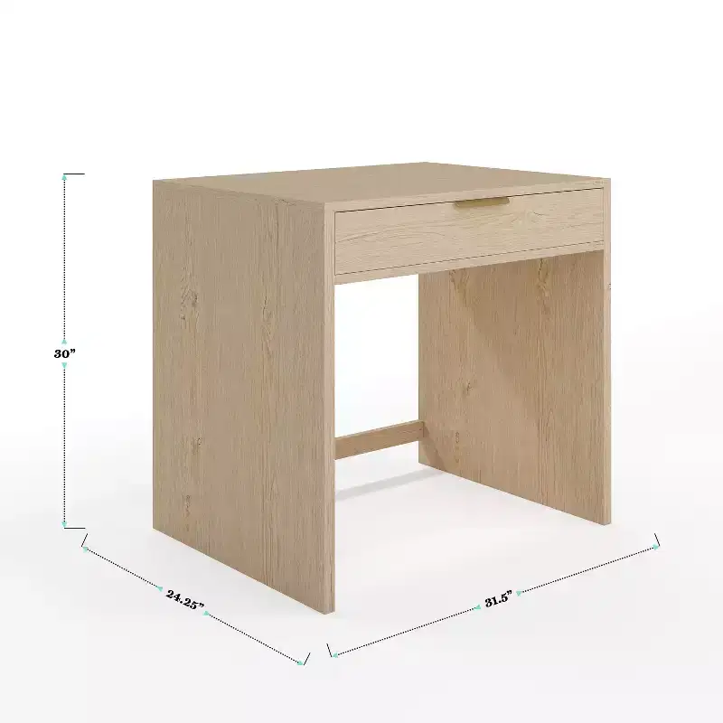 Modular Home Office Desk with Single Drawer & Dual 3-Drawer File Cabinets, Wood Composite