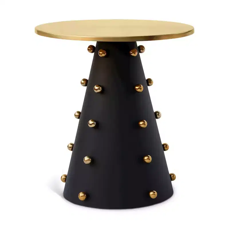 Raven Black & Gold Round End Table