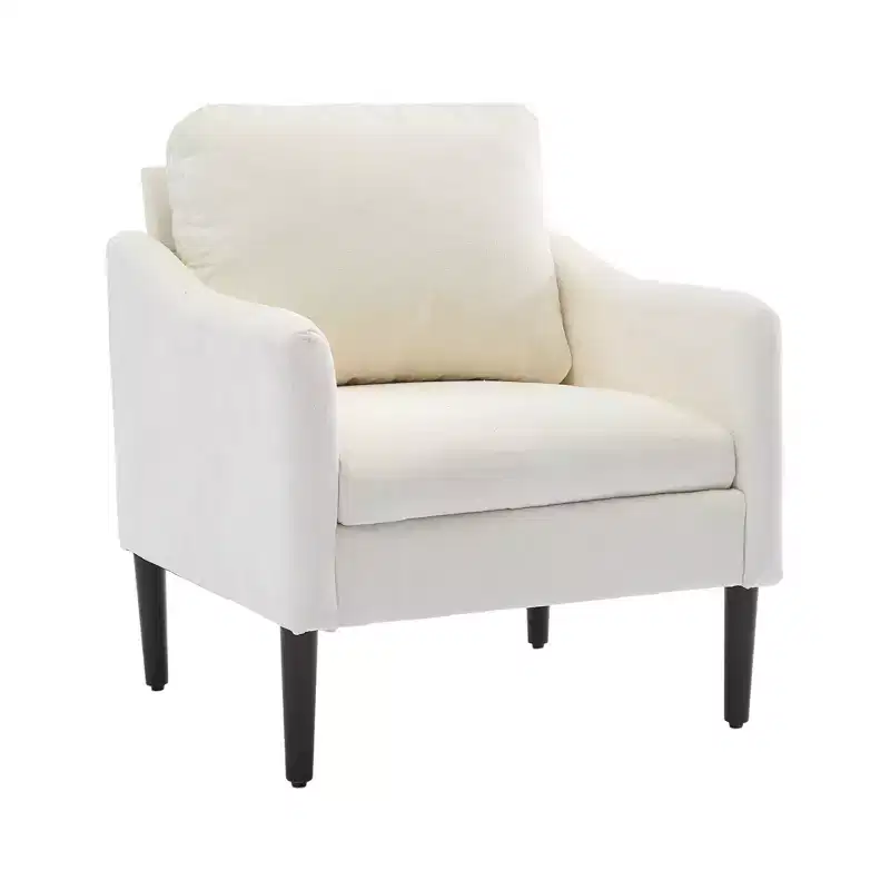 Mid-Century Modern Accent Chair, 5.5 Thick Seat Cushion Chenille Fabric Curved Armchair, Comfy Single Sofa Chair for Bedroom, Living Room, Office
