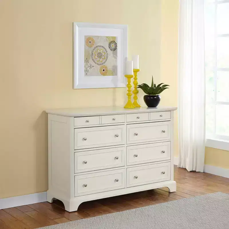 8-Drawer Hardwood Dresser, Off White, Bedroom Storage