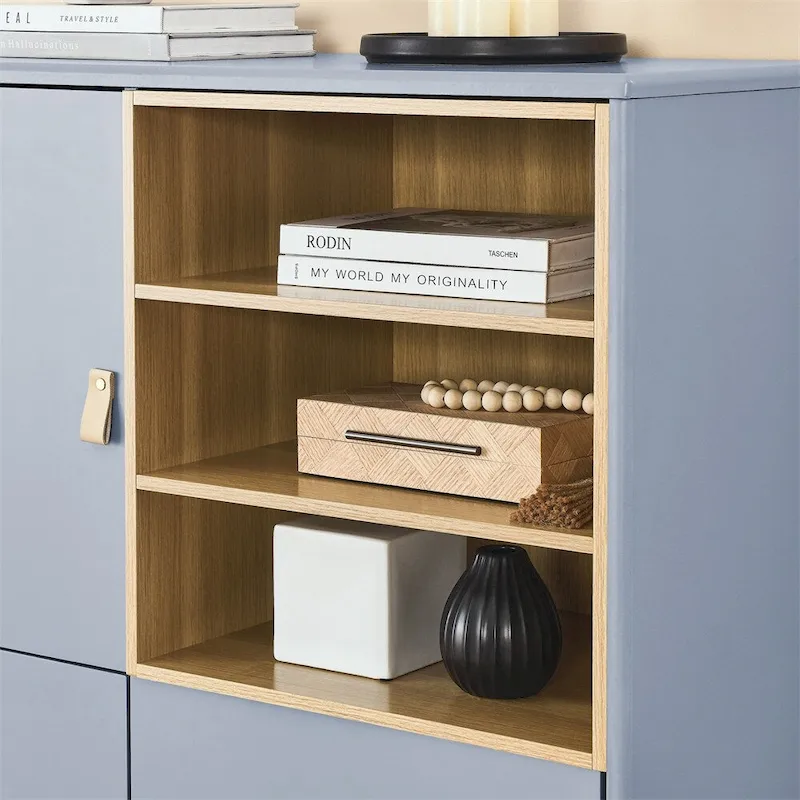 Modern Wood Sideboard Cabinet with Round Legs and Shelf