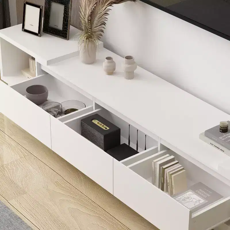 Famapy Extendable TV Console Table Modern TV Cabinet with Drawers
