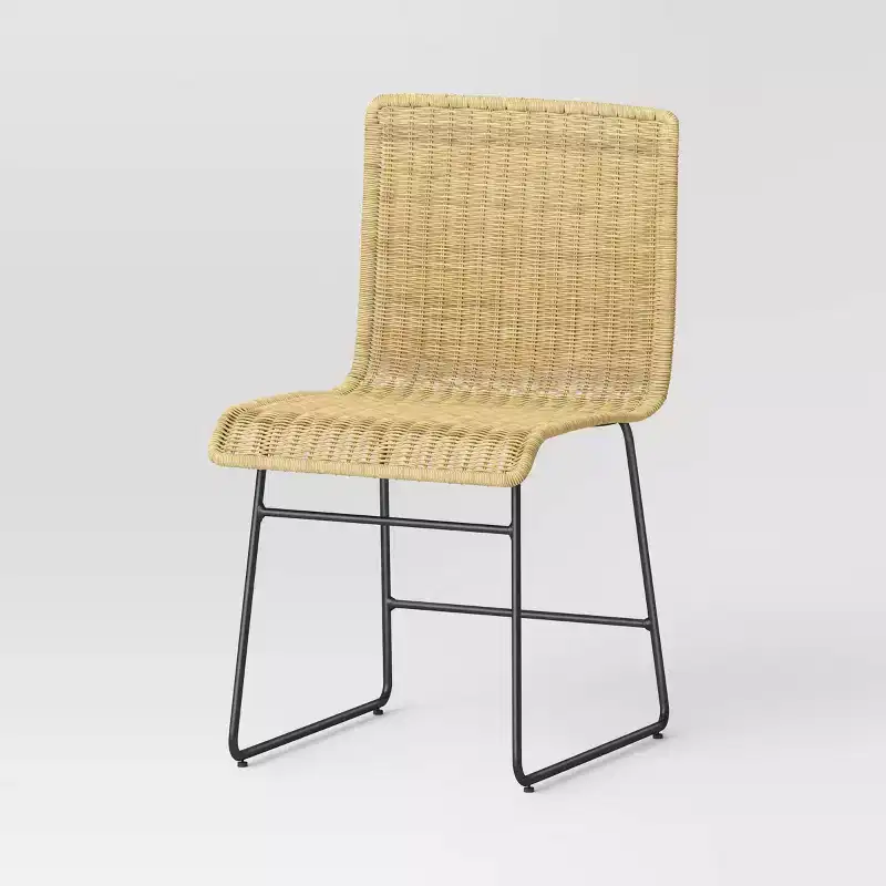 Chapin Modern Rattan Dining Chair with Metal Legs Beige - Threshold™ : Black Frame, Rattan-Like Design
