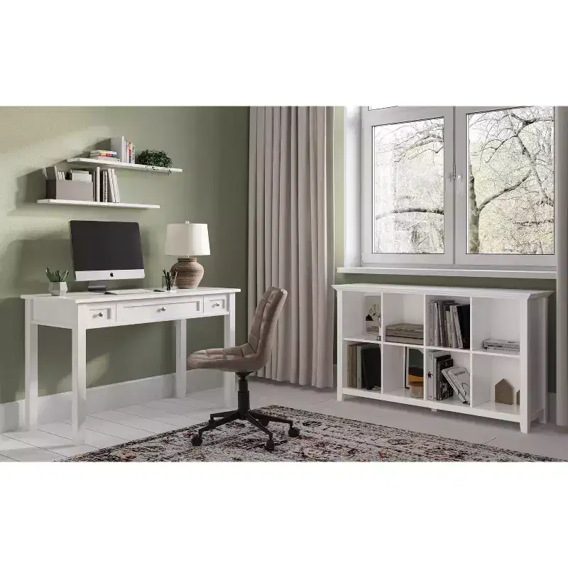 Normandy SOLID WOOD 57 inch Wide Transitional 8 Cube Storage Sofa Table