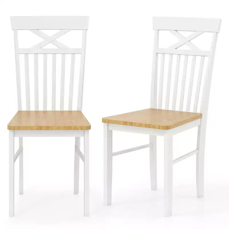 Farmhouse Dining Chair Wooden Kitchen Chair w/ Rubber Wood Frame