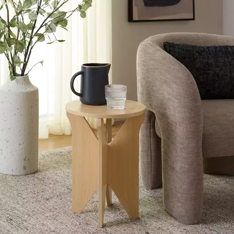 Melamine & Wood Round Accent Table 17.7''H x 13.2''W