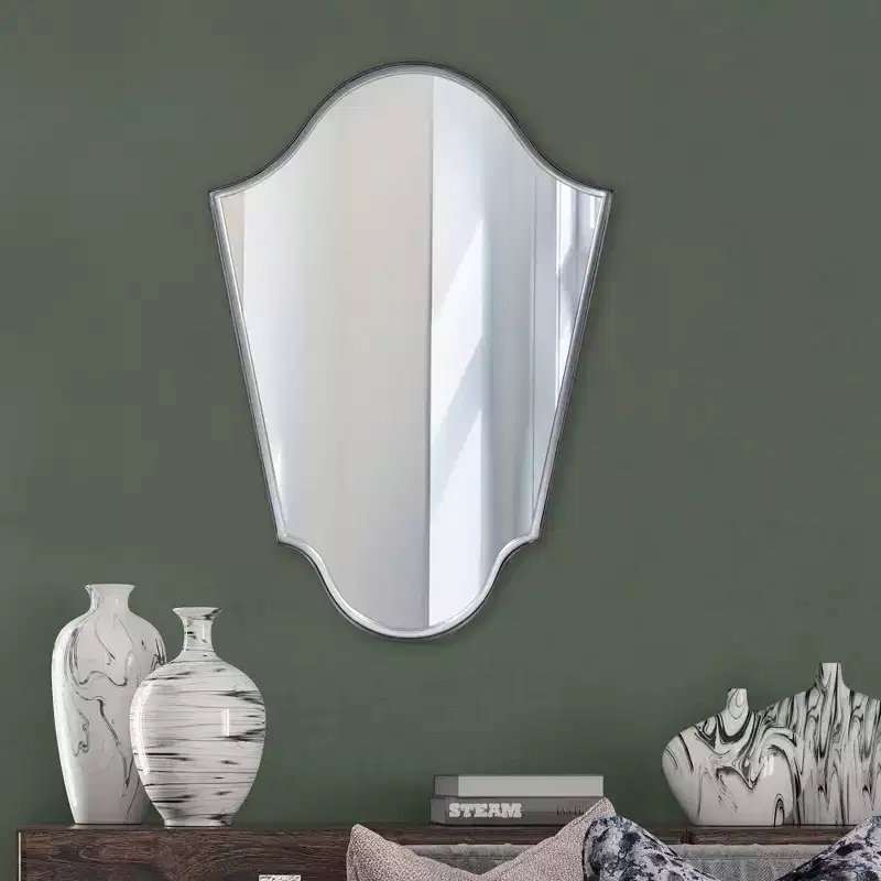 Howard Elliott 41.5"x29" Arched Wall Mirror with Matte Gray Iron Frame: Modern Style, No Assembly, Wall Mount