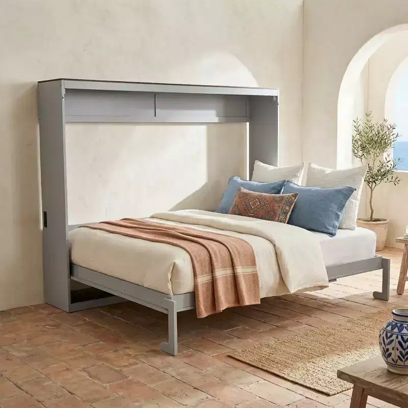 Queen Size Murphy Bed, Foldable Wall Bed with Power Outlets & USB Ports for Bedroom, Small Apartments, Space-Saving - ModernLuxe