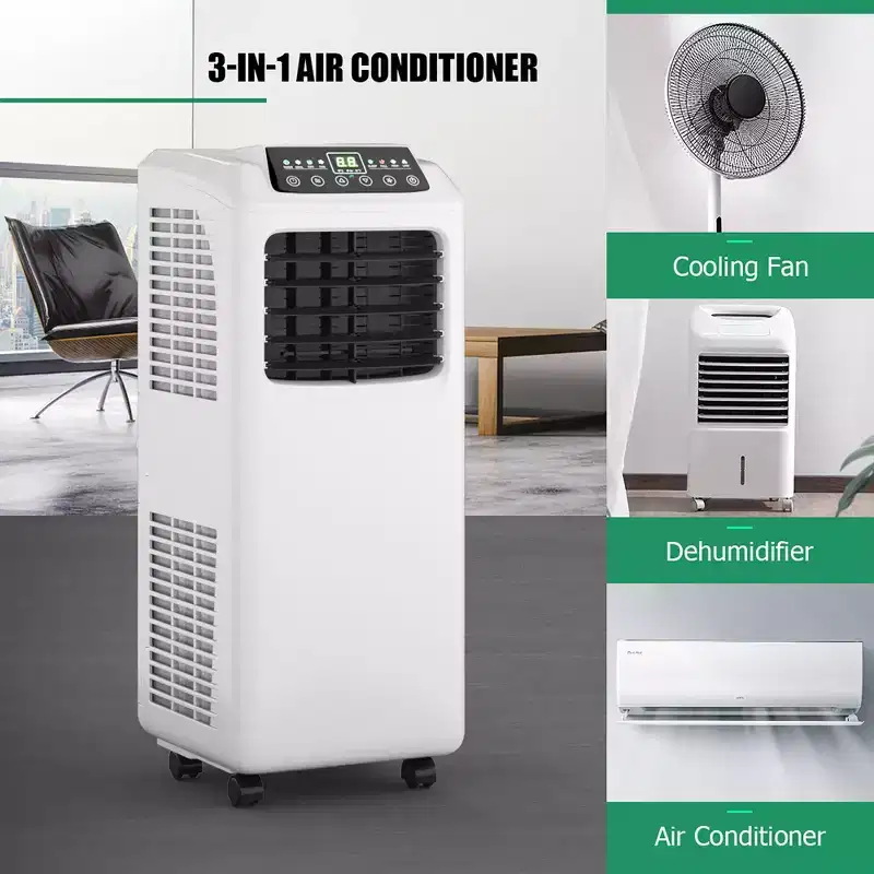 Costway 5500 BTU (9000 BTU ASHRAE) 3-in-1 Portable Air Conditioner w/Built-in Dehumidifier and Window Kit