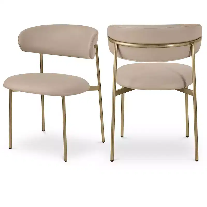 Taupe Vegan Leather Dining Chair, Set of 2