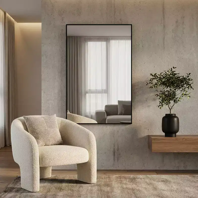 51 Black Metal Framed Full Length Mirror