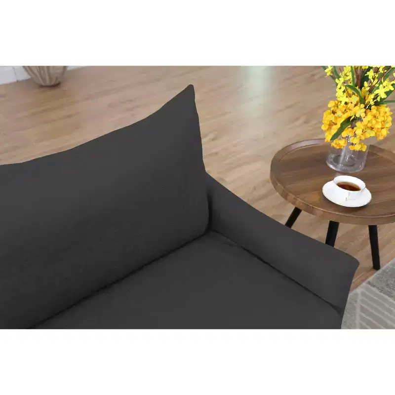 67 Modern Loveseat - Curved Arms & Back, Removable Washable Back Covers, Gold Metal Legs