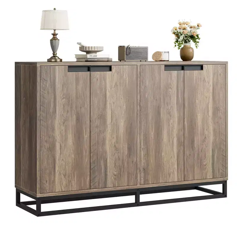 4 Doors and Shelves,Buffet Storage Cabinet, Sideboard Modern Credenza