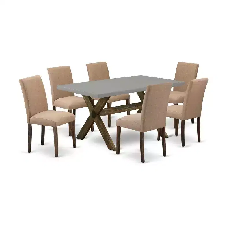 HomeStock 7-Pc Multi-Color Solid Wood Top-Rectangular Upholstered Dining Room Set with High Back-Seats 4
