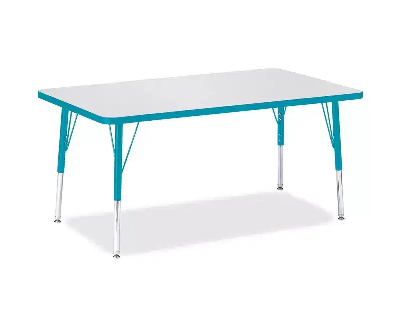 Elementary Height Color Edge Rectangle Activity Table (30 x 48) - Blue, Adjustable Legs for Kids