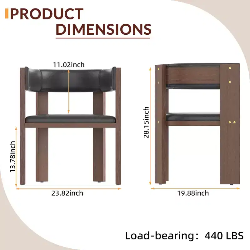 Upholstered Dining Chairs, Modern Fabric Dining Room Kitchen Side Chair with Padded Seat and Wood Legs