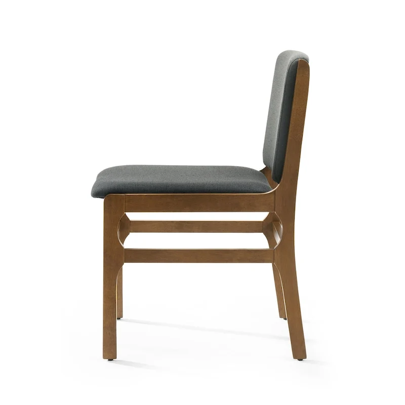 Contemporary Upholstered Dining Chair with Rubberwood Frame, Set of 2