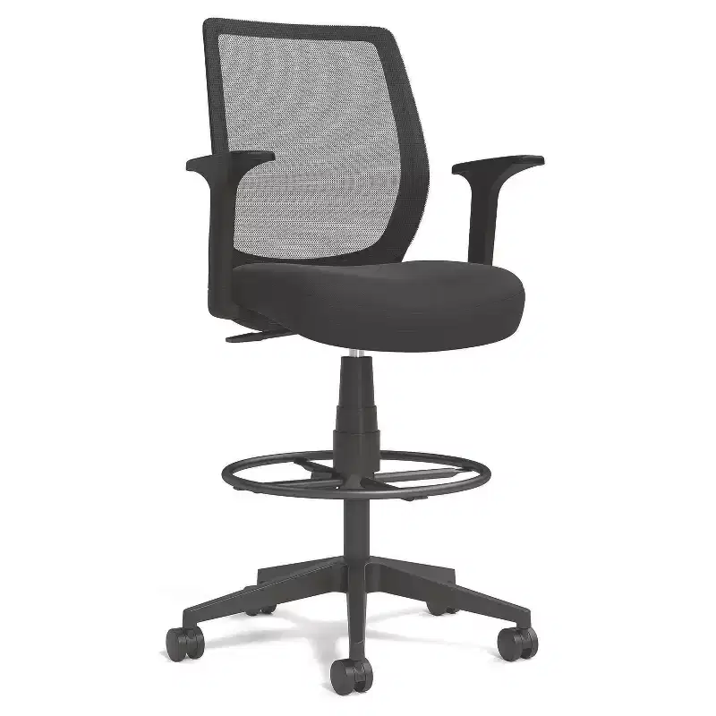 Alera Wessex Drafting Stool Mesh Back - Black