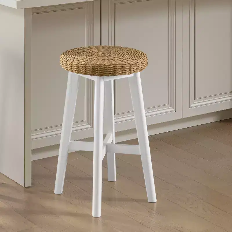 Alaterre Furniture 24in Round Bar Stool, White