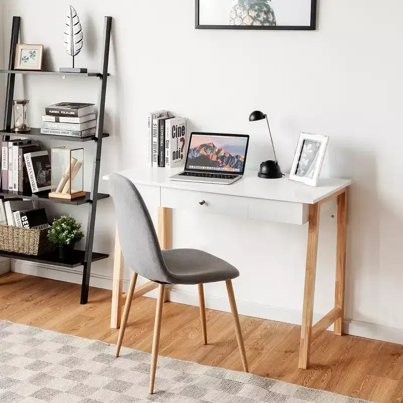 Computer Desk Laptop PC Writing Table Makeup Vanity Table w/Drawer and Wood Legs