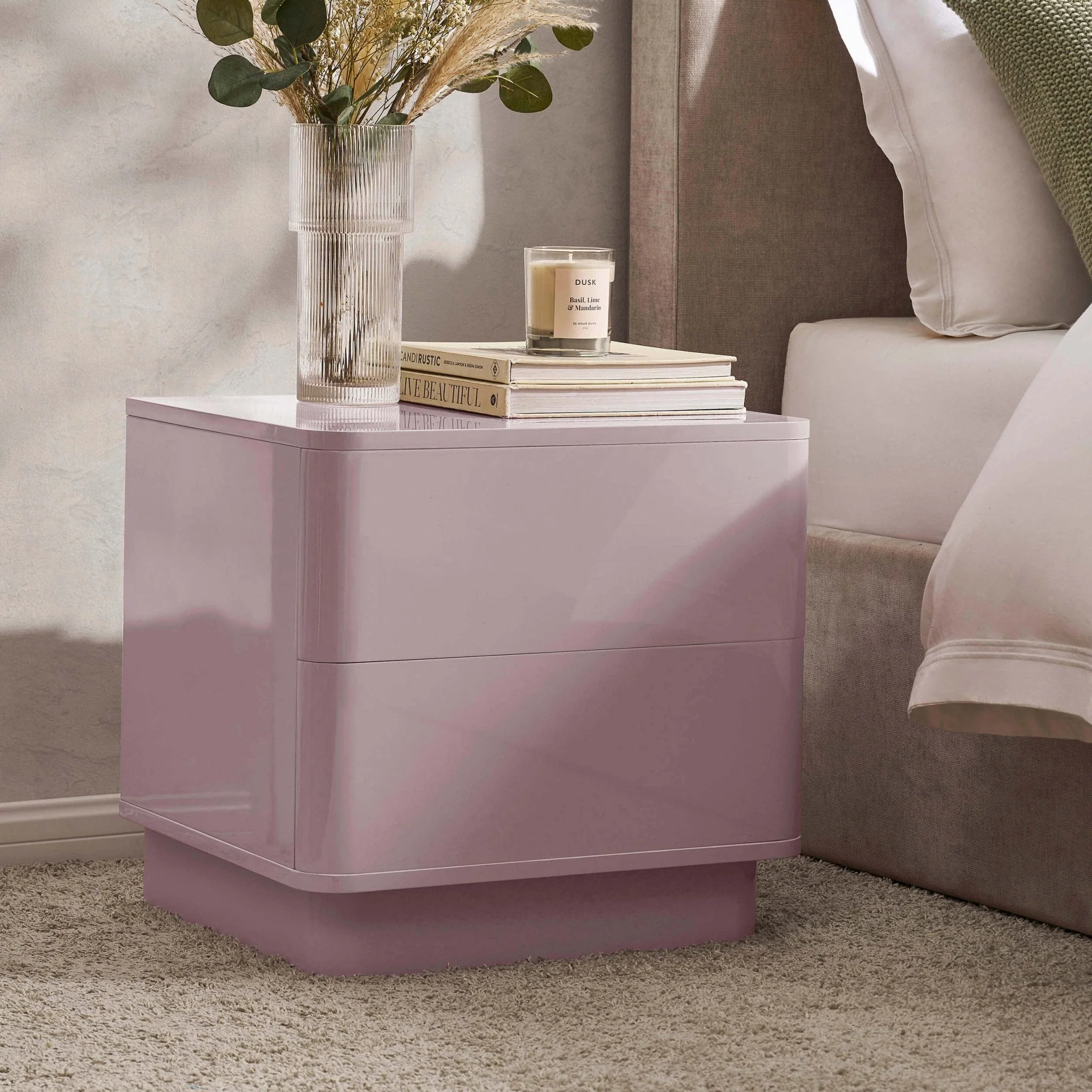 2 Drawer Bedside Table - Violet Ice