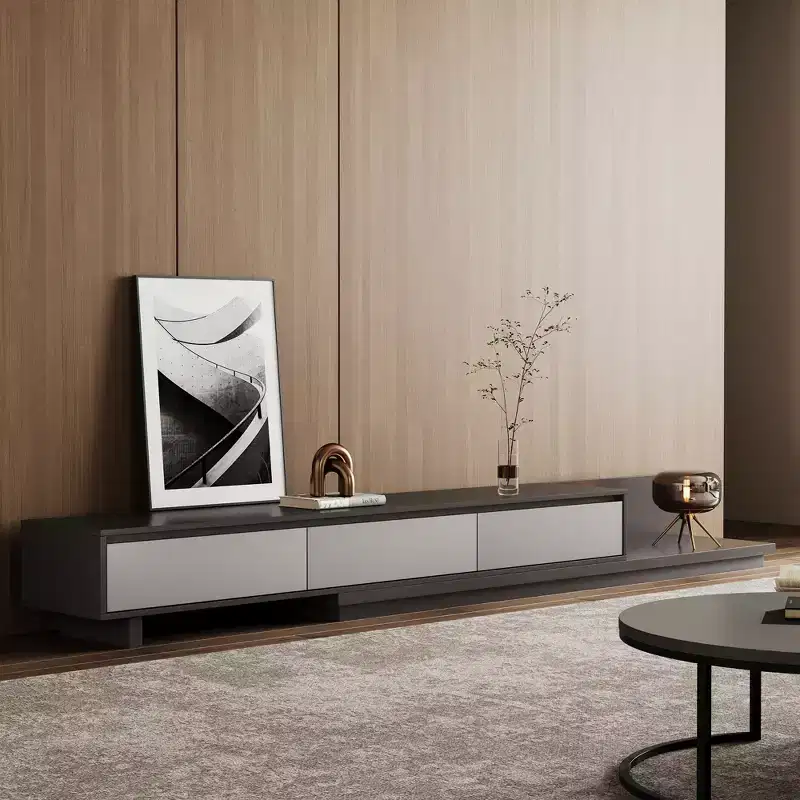 Expandable Mid-Century Modern TV Stand, Extends to 141.7