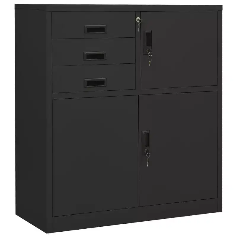 vidaXL Filing Cabinet Storage Office Cabinet with Lock for Home Office Steel - Light Gray Without Planter Box