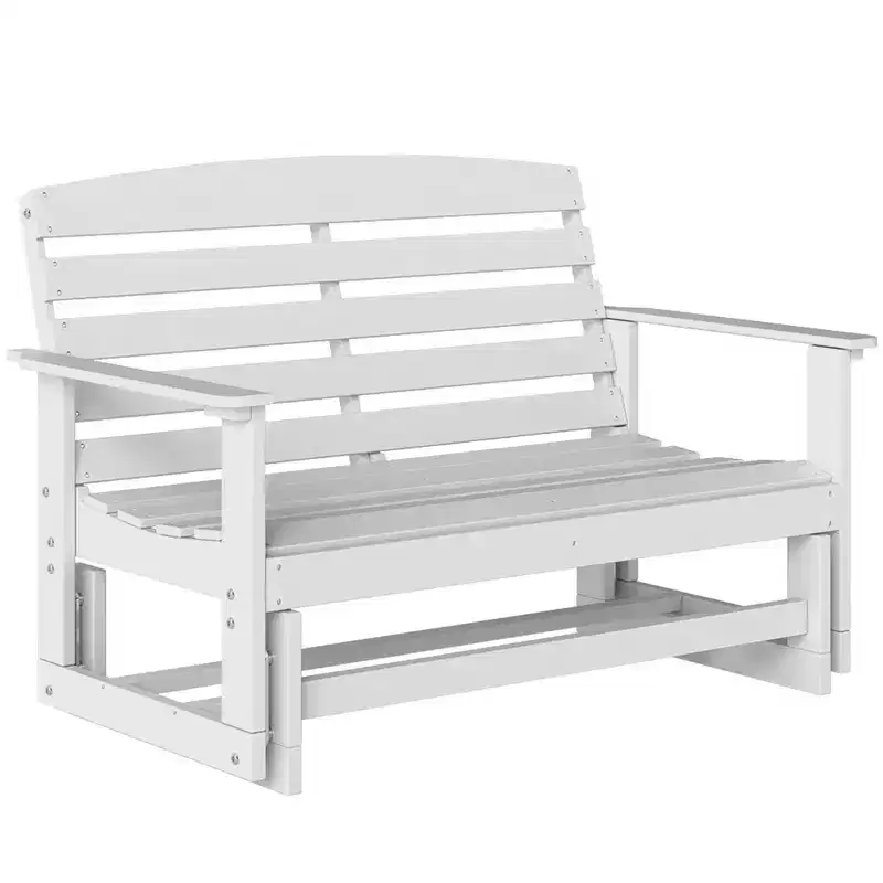 Patio Glider Bench w/ HDPE Slatted Double Rocking Chair