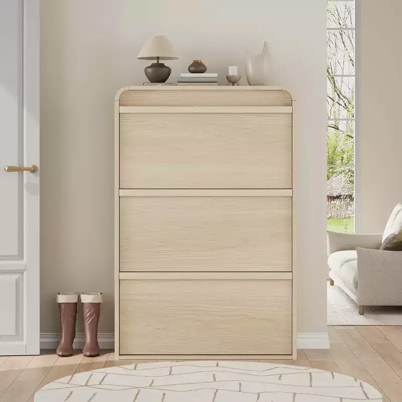 Acekool 3 Flip Drawer Shoe Cabinet with Adjustable Shelves Slim Shoe Organizer for Entryway