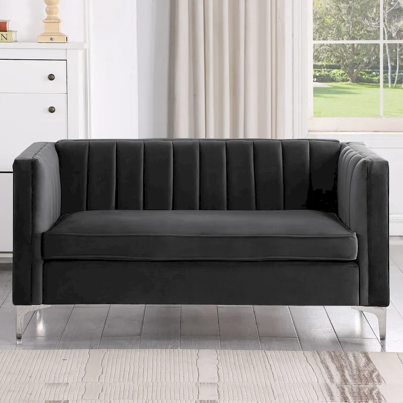 Upholstered Accent Loveseat with Metal Legs