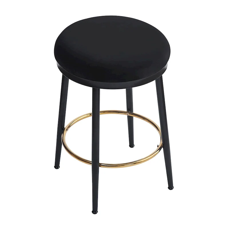 Roomfitters Modern Counter Stools, Set of 2 Bar Height Chairs with Iron Frame, Cushioned Seat and Footrest