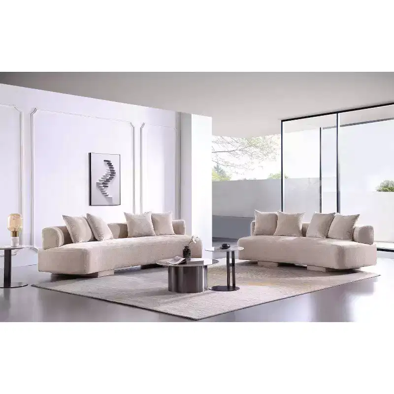 Manhattan Comfort 2pc Verandah Chenille Upholstered 112 Sofa and 90.6 Sofa Set