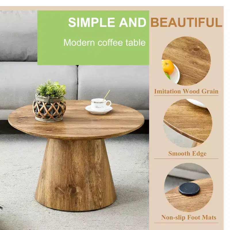 23 Wooden Round Pedestal Coffee Table