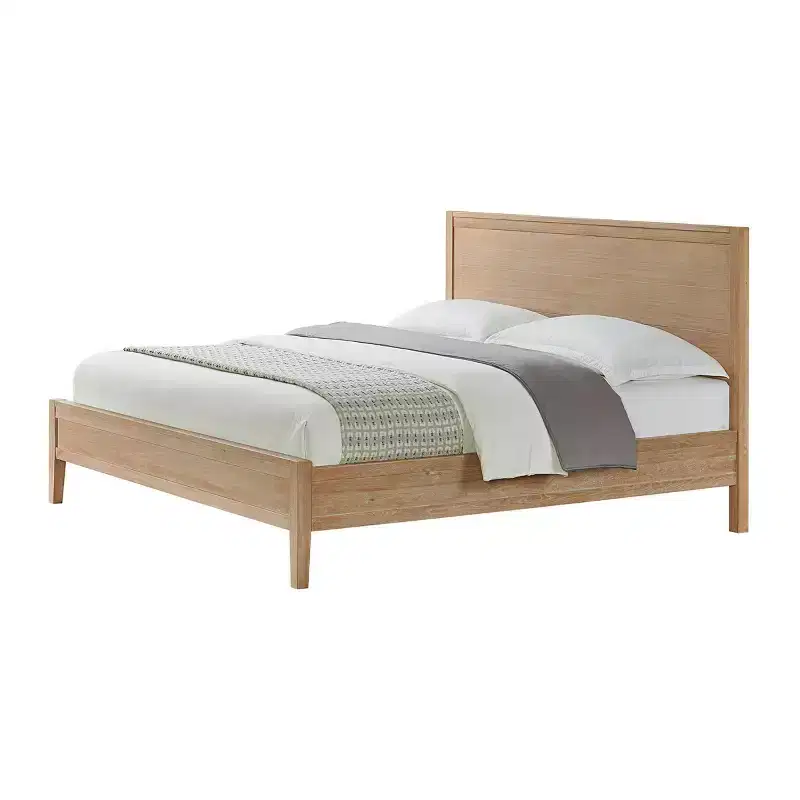 Panel Wood Bed, Light Driftwood Finish, Queen Size