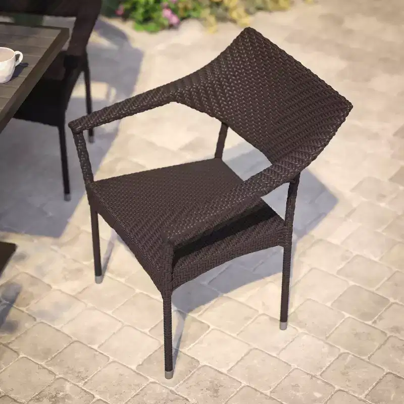 Flash Furniture Jace Commercial Grade Stacking Patio Chair, All Weather PE Rattan Wicker Patio Dining Chair