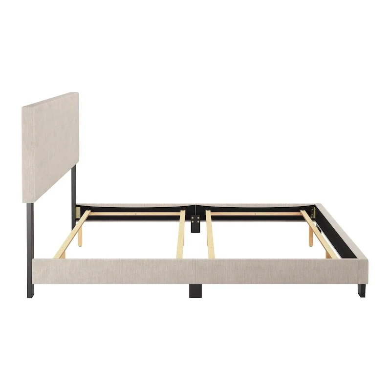 Modern King Bed with Upholstered Headboard (Box Spring Required)
