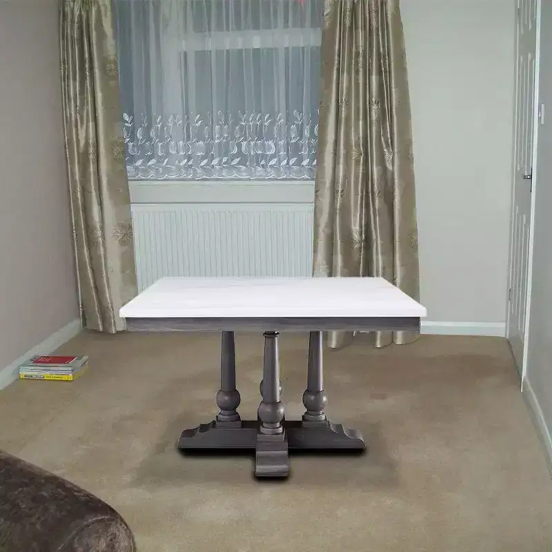 Yabeina Dining Table Marble/Gray Oak Finish - Acme Furniture