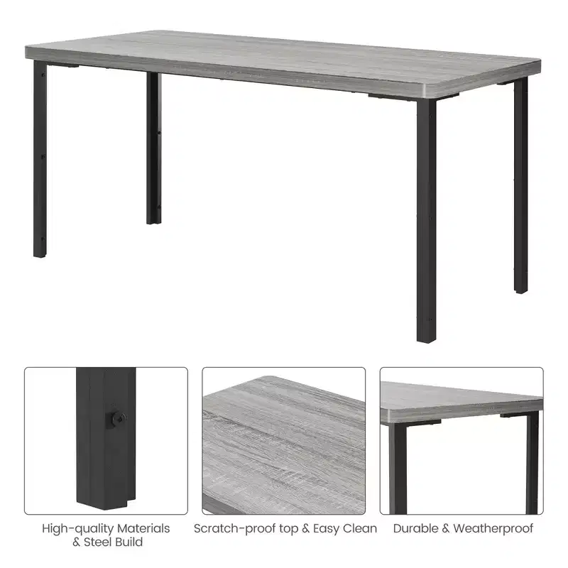 Kitchen Table with 2 Benches, with Metal Frame