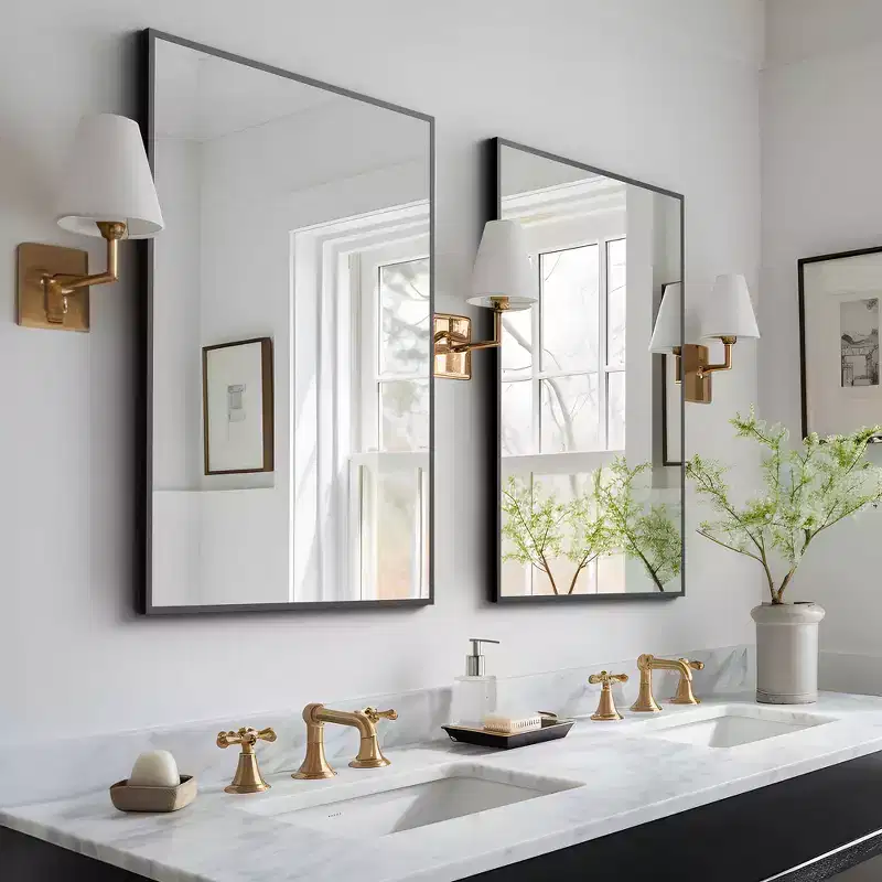 Dovelina Modern Rectangle Metal Frame Decorative Wall Mirror - 38x24, Black