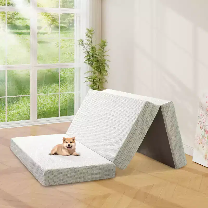 Dyonery 6 Thick Tri-fold Mattress Memory Foam Folding Mattress Firm Support Easy Fold with Storage Bag Portable Guest Bed,Camping,Travel,Pet