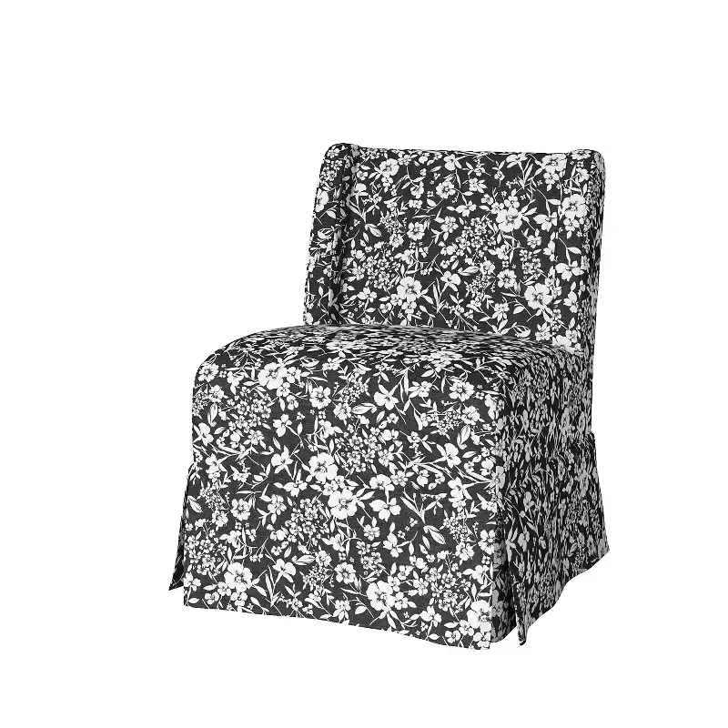 Fabrizius Transitional Upholstered Slipper Chair with Washable Slipcover and Solid Wood Legs | HULALA HOME