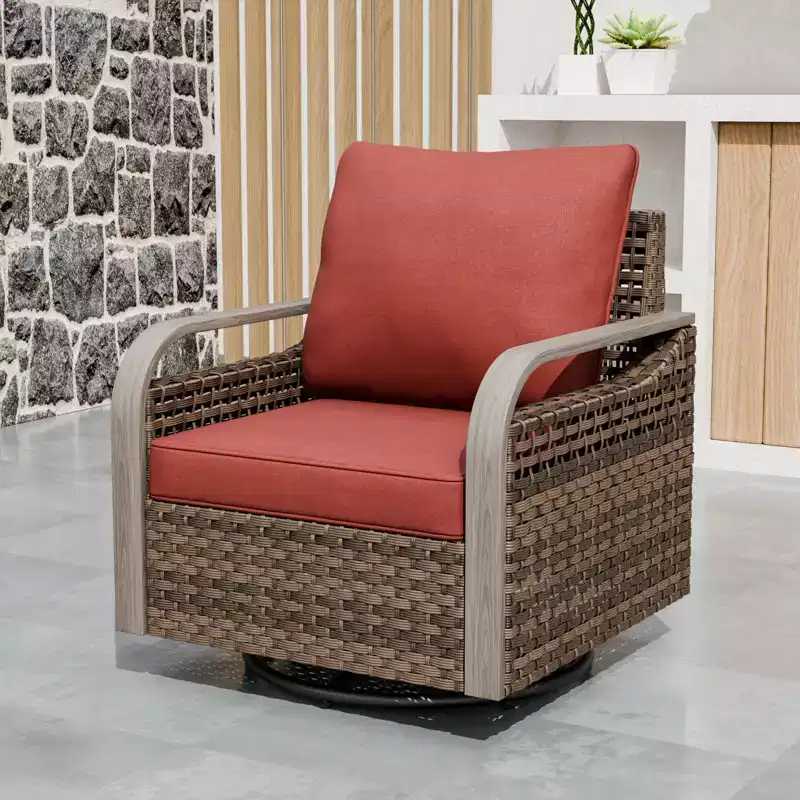 EAGLE PEAK Rocking Chair, Swivel Rocker, Rattan Patio Furniture, 1 Chair