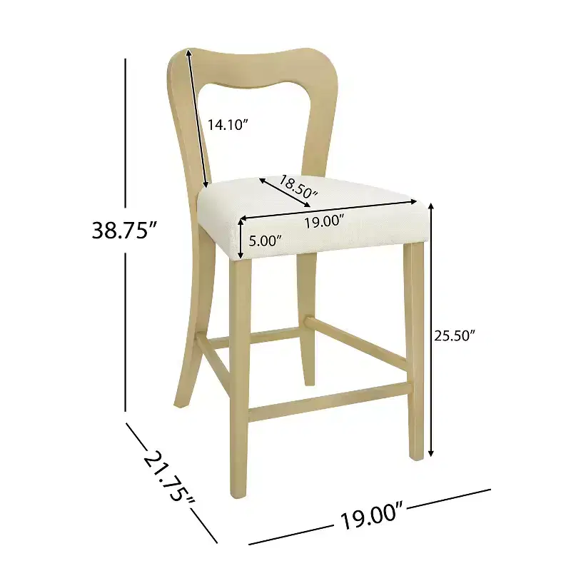 Christopher Knight Home Imamu Rubberwood Upholstered Counter Stools with Curved Open Back (Set of 2)