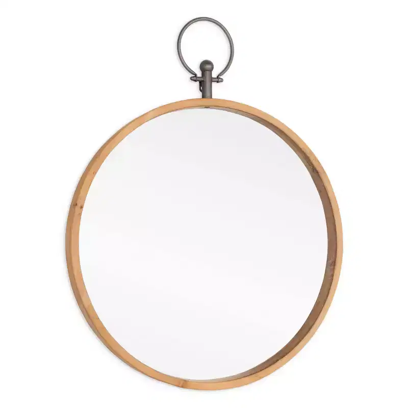 30-Inch Round Metal Framed Wall Mirror – Bronze