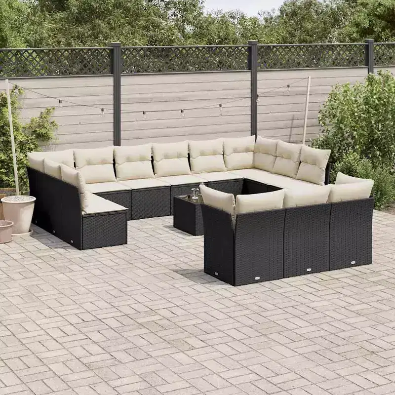 vidaXL Outdoor Sofa Set with Cushions Poly Rattan Furniture