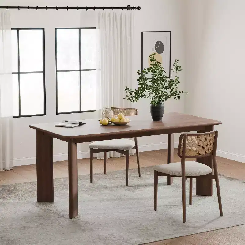 67 Wood Dining Table Mid-Century Modern Kitchen Table for 6 People, Walnut