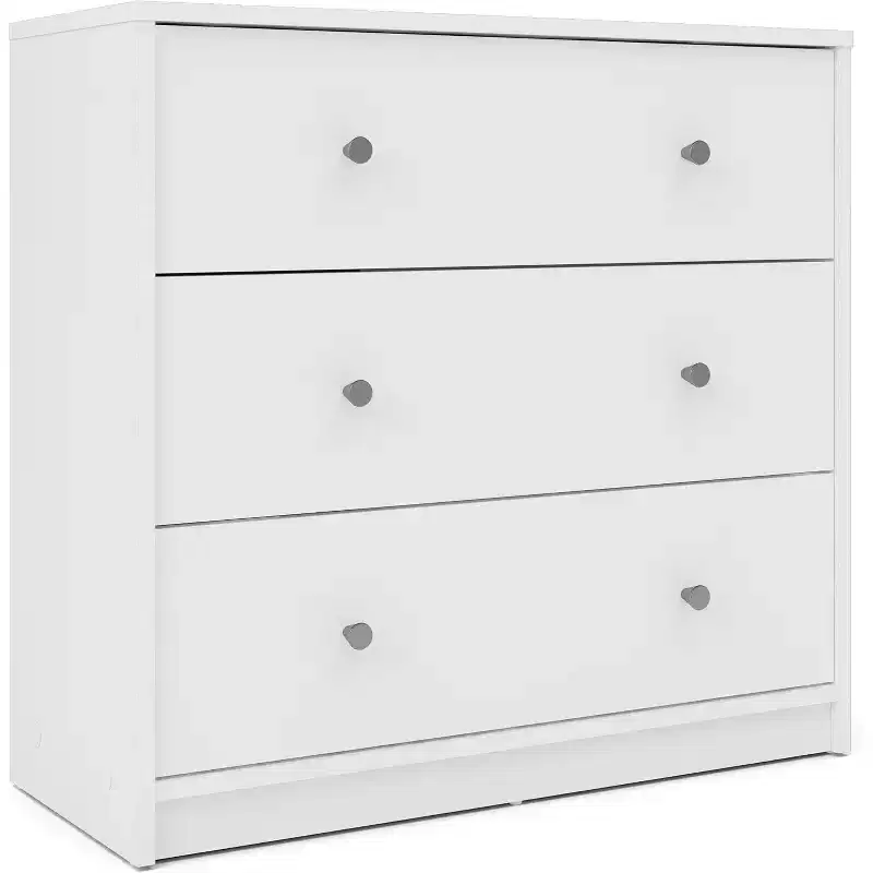 3 Drawer Chest, White, Scandinavian Style